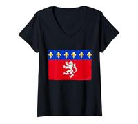 Femme Drapeau de Lyon en Vintage Idée-cadeau Lyonnais Lyon France T-Shirt avec Col en V