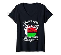 Femme Drapeau de Madagascar I Vacation Madagascar T-Shirt avec Col en V