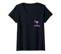Femme Drapeau de Palmier de la Caroline du Sud SC Cresent Moon T-Shirt avec Col en V