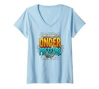 Femme Drapeau de plongée I Work Well Under Pressure Funny Diving T-Shirt avec Col en V