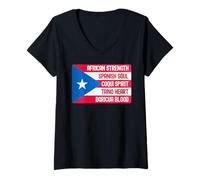 Femme Drapeau de Porto Rico Taino Coqui Fière Jibaro Yo Soy Boricua T-Shirt avec Col en V