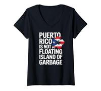 Femme Drapeau de Porto Rico Taino Flower Pride Disant Yo Soy Boricua T-Shirt avec Col en V