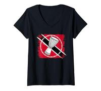 Femme Drapeau de Trinité-et-Tobago Fierté Trini Amour de Djembé T-Shirt avec Col en V