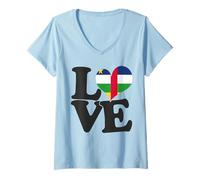 Femme Drapeau de Voyage Patriotique avec Inscription « I Love Centrafrique » T-Shirt avec Col en V