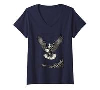 Femme Drapeau Demon Witchy Winds and Wild Wings T-Shirt avec Col en V