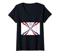 Femme Drapeau des Assyriens T-Shirt avec Col en V