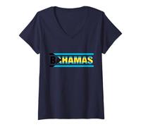 Femme Drapeau des Bahamas Lettering It is in My ADN Bahamians T-Shirt avec Col en V