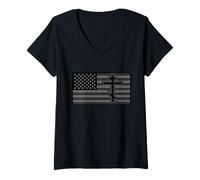 Femme Drapeau des États-Unis avec Croix orthodoxe Orientale T-Shirt avec Col en V