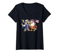 Femme Drapeau des États-Unis et de la Barbade Origines barbadienne T-Shirt avec Col en V
