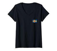 Femme Drapeau des ÎLES Aland Finlande T-Shirt avec Col en V