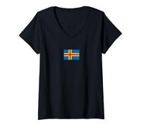 Femme Drapeau des îles Åland T-Shirt avec Col en V