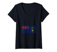 Femme Drapeau des îles Chagos - Territoire Britannique de l'océan Indien T-Shirt avec Col en V