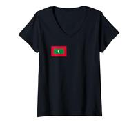 Femme Drapeau des Maldives des Maldives T-Shirt avec Col en V
