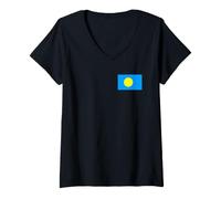 Femme Drapeau des Palaos T-Shirt avec Col en V