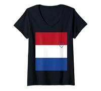 Femme Drapeau des Pays-Bas - Cœur néerlandais - Fête Nationale du Patrimoine Fier T-Shirt avec Col en V