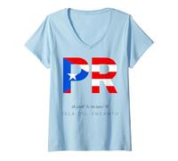 Femme Drapeau des Relations publiques de Porto Rico Isla Del Encanto Mois du Patrimoine T-Shirt avec Col en V