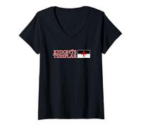 Femme Drapeau des Templiers du Baucent T-Shirt avec Col en V