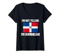 Femme Drapeau Dominicain I'm Not Yelling République Dominicaine T-Shirt avec Col en V