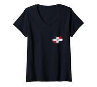 Femme Drapeau dominicain Vintage République Dominicaine T-Shirt avec Col en V
