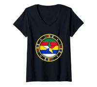 Femme Drapeau Druze, Syrie, Liban, Suwayda, Druze, Drapeau des druzes. T-Shirt avec Col en V