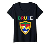 Femme Drapeau Druze, Syrie, Liban, Suwayda, Druze, Drapeau des druzes T-Shirt avec Col en V