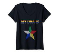 Femme Drapeau Druze, Syrie, Liban, Suwayda, Druze, Drapeau des druzes. T-Shirt avec Col en V