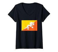 Femme Drapeau du Bhoutan T-Shirt avec Col en V