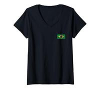 Femme Drapeau du Brésil USA du Brésil Fierté Américaine du Brésil T-Shirt avec Col en V