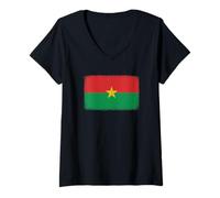 Femme Drapeau du Burkina Faso pour hommes, femmes, enfants T-Shirt avec Col en V