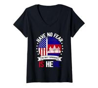 Femme Drapeau du Cambodge USA Have No Fear The Half Cambodian is Here T-Shirt avec Col en V