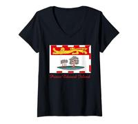 Femme Drapeau du Canada de l'Île-du-Prince-Édouard T-Shirt avec Col en V