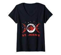 Femme Drapeau du Canada de St John's T-Shirt avec Col en V