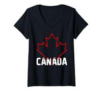Femme Drapeau du Canada Feuille d'érable Amour Canada Fière Canadienne T-Shirt avec Col en V