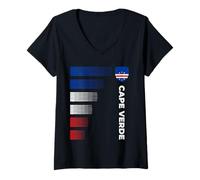 Femme Drapeau du Cap-Vert Emblème Patriotique Cap-Vert National Pride T-Shirt avec Col en V