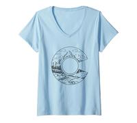 Femme Drapeau du Colorado Rocky Mountain Vintage Nature Lover T-Shirt avec Col en V