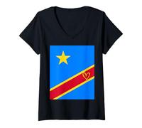 Femme Drapeau du Congo Congo Cœur Fier Patrimoine fête Nationale T-Shirt avec Col en V