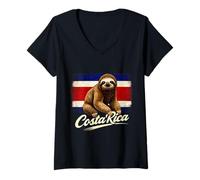 Femme Drapeau du Costa Rica Pura Vida T-Shirt avec Col en V