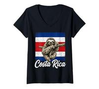 Femme Drapeau du Costa Rica Pura Vida T-Shirt avec Col en V