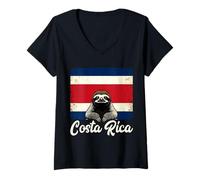 Femme Drapeau du Costa Rica Pura Vida T-Shirt avec Col en V