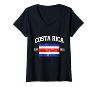 Femme Drapeau du Costa Rica T-Shirt avec Col en V