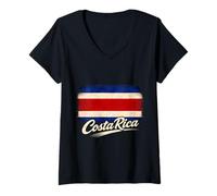 Femme Drapeau du Costa Rica T-Shirt avec Col en V