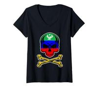 Femme Drapeau du Daghestan, Drapeau du Daghestan, Caucase du Nord. T-Shirt avec Col en V