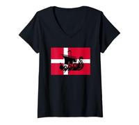 Femme Drapeau du Danemark Groenland n'est Pas à Vendre Support Design Danois T-Shirt avec Col en V