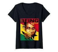 Femme Drapeau du Ghana Just Being Kwame Nkrumah T-Shirt avec Col en V