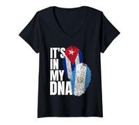 Femme Drapeau du Guatemalan et cubain Mix ADN Heritage T-Shirt avec Col en V