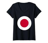 Femme Drapeau du Japon T-Shirt avec Col en V