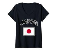 Femme Drapeau du Japon T-Shirt avec Col en V
