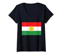 Femme Drapeau du Kurdistan T-Shirt avec Col en V