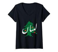 Femme Drapeau du Liban Beyrouth, cèdre, Patrimoine libanais T-Shirt avec Col en V