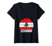 Femme Drapeau du Liban Beyrouth, cèdre, Patrimoine libanais T-Shirt avec Col en V